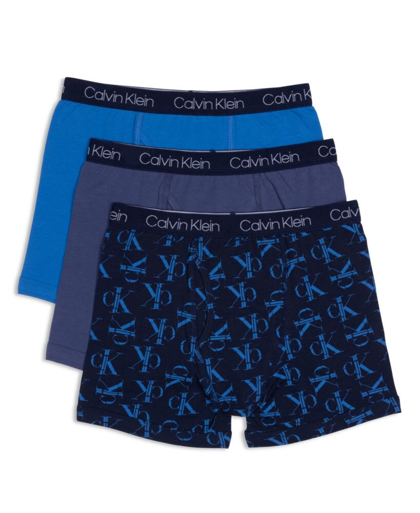 Calvin Klein Big Boys Stretch Boxer Brief, Pack of 3 - Blue Calvin Klein Fractal Cover