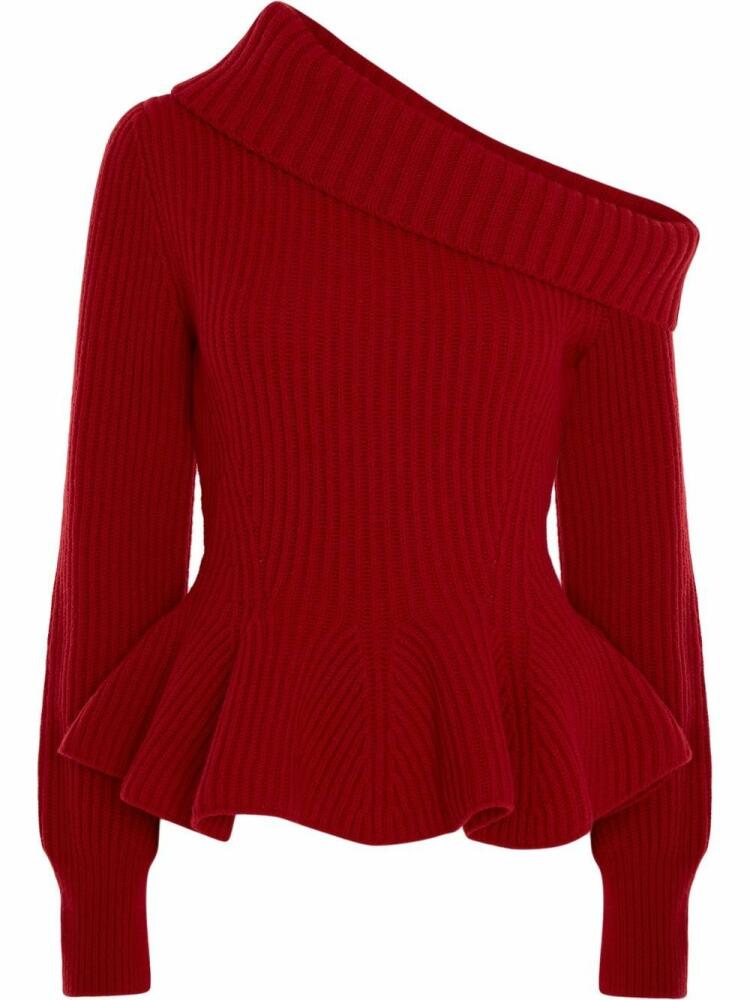 Alexander McQueen peplum waist knitted jumper - Red Cover