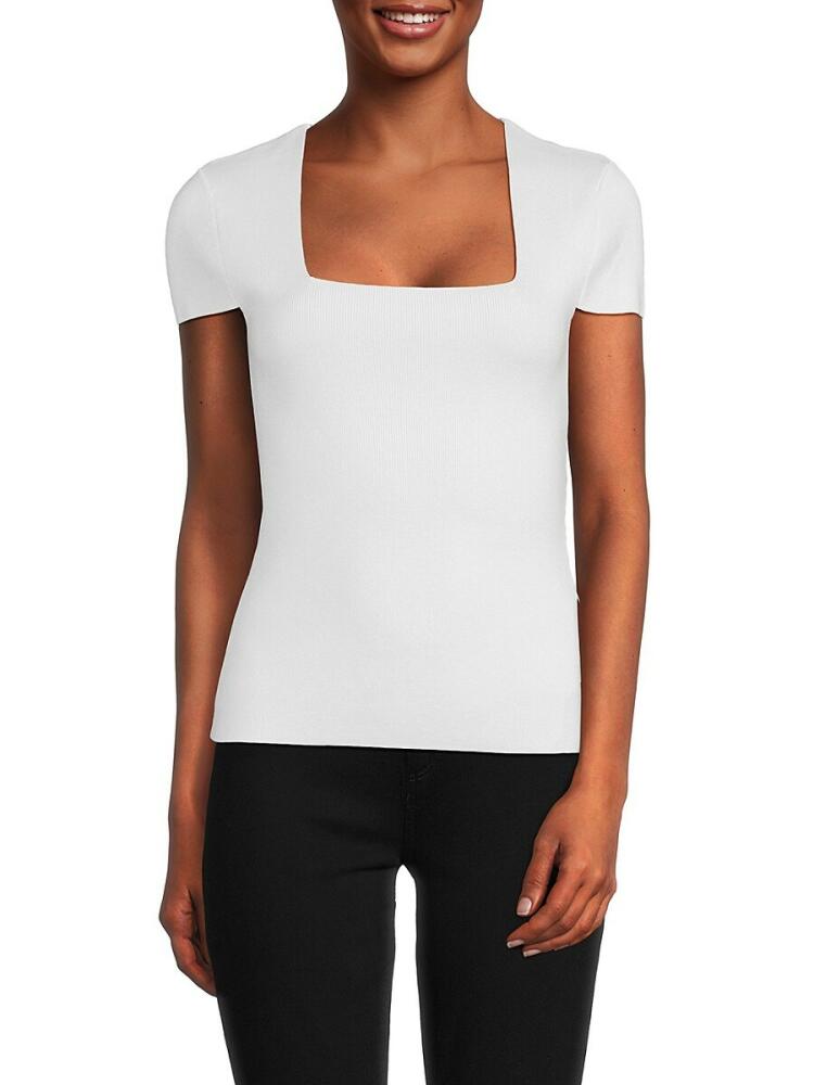 DKNY Women's Squareneck Sweater Top - White Cover