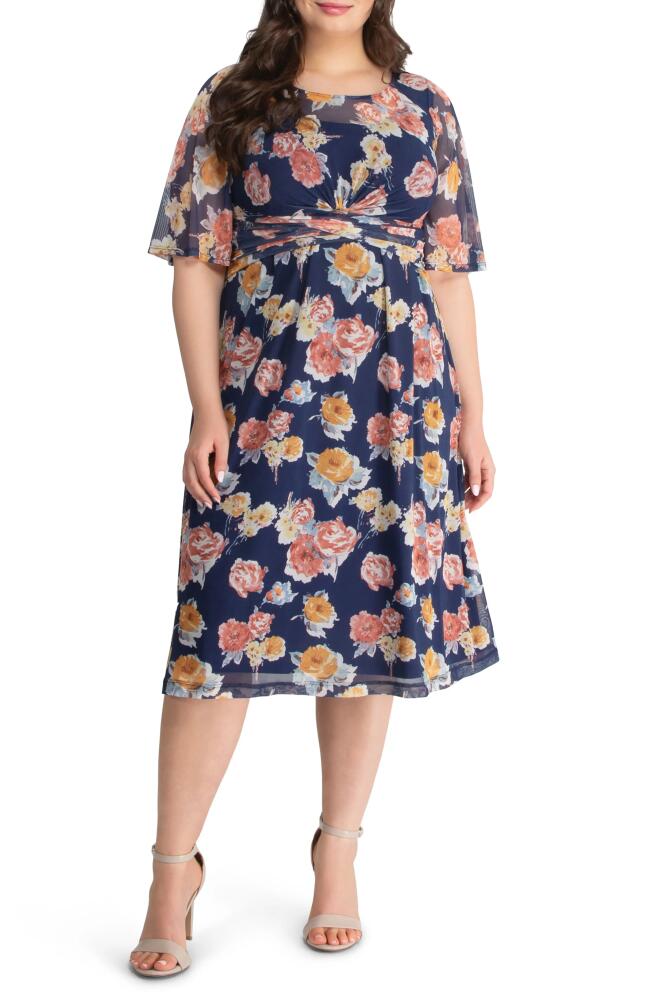 Kiyonna Katarina Floral Party Dress in Brushed Florals Cover