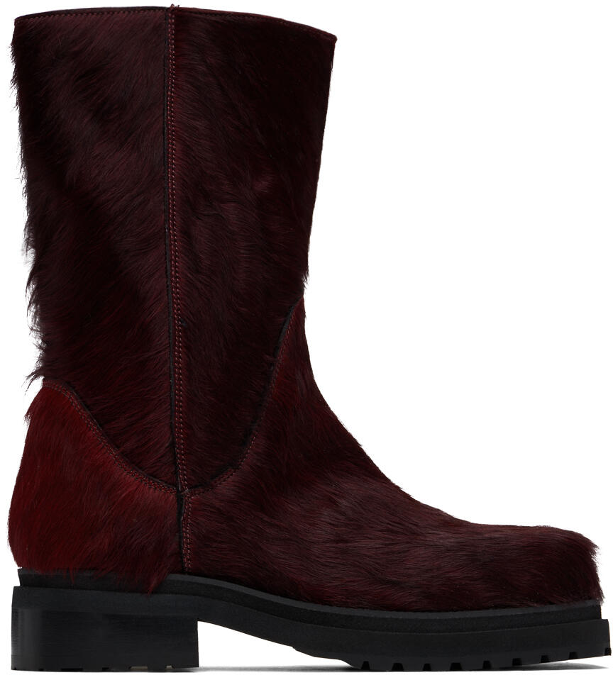 Eckhaus Latta Burgundy Stacked Boots Cover