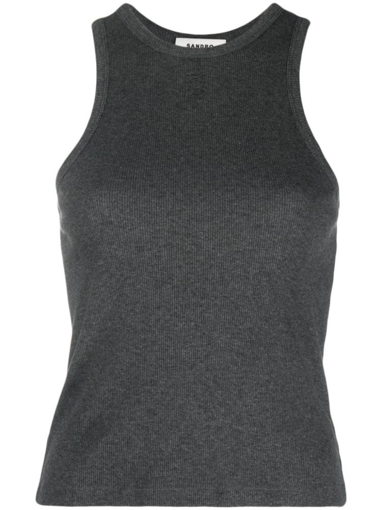 SANDRO ribbed-knit tank top - Grey Cover