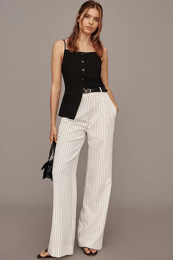 Grey Lab Pinstripe Wide-Leg Trouser Pants Cover