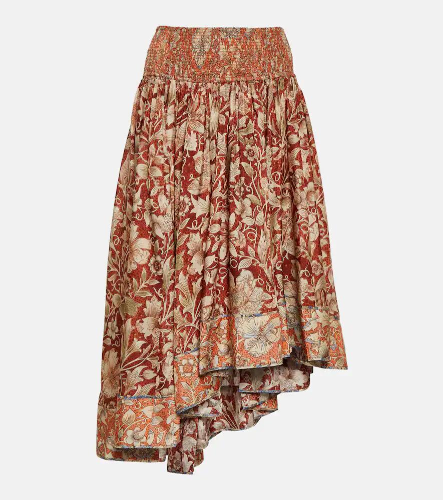 Zimmermann Chintz floral asymmetric silk midi skirt Cover