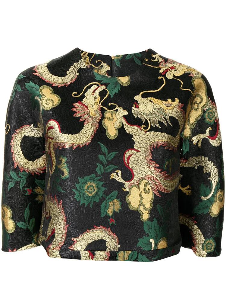 Isabel Sanchis dragon-brocade top - Black Cover