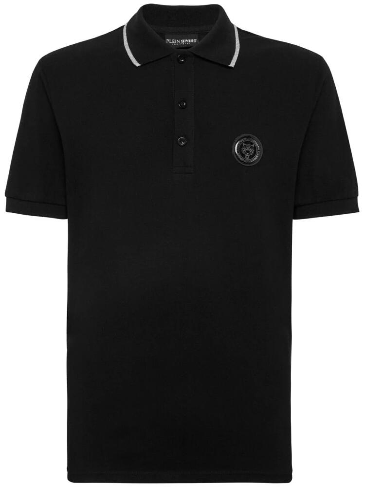 Plein Sport logo-print cotton polo shirt - Black Cover