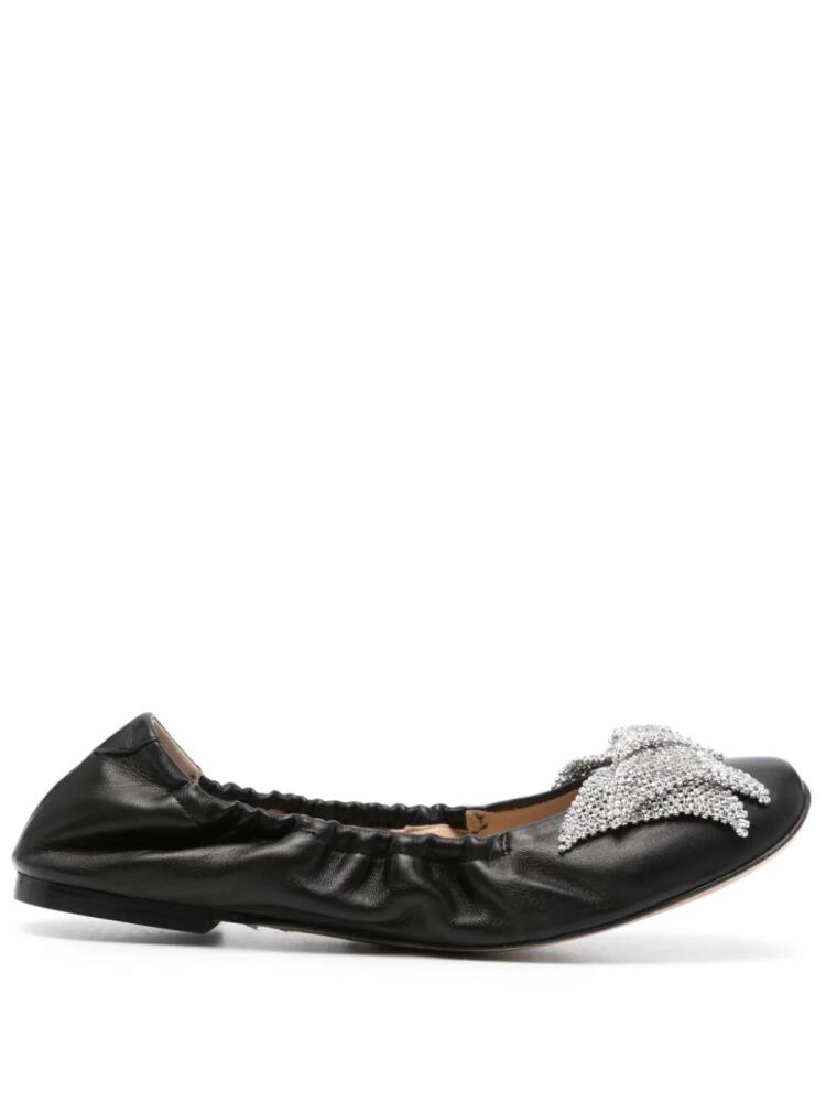 Casadei rhinestone-bow ballerina shoes - Black Cover