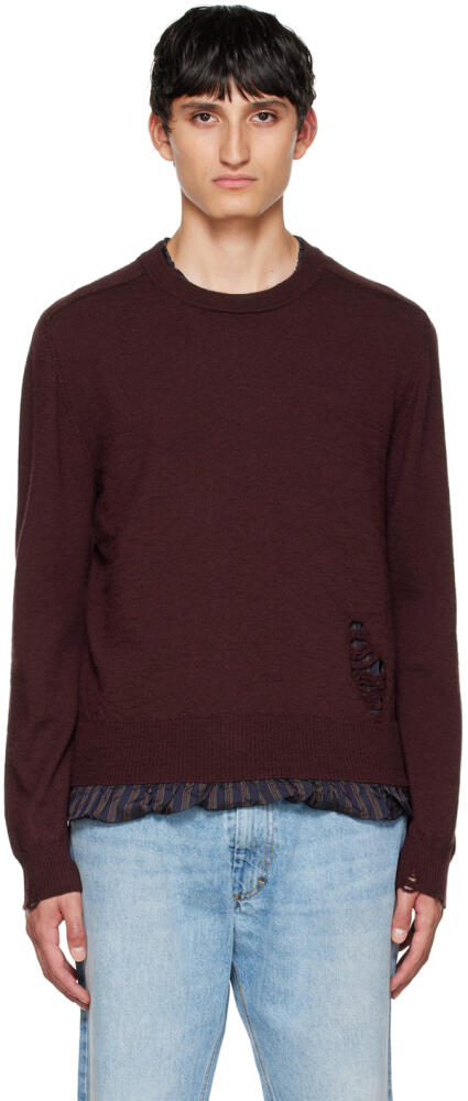 Maison Margiela Burgundy Distressed Sweater Cover