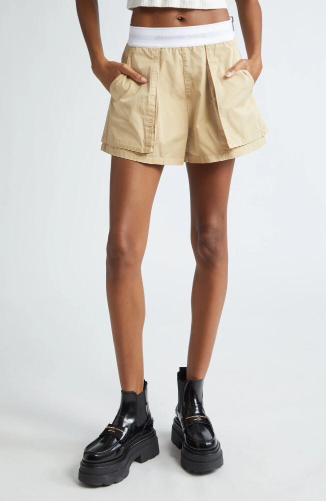 Alexander Wang High Waist Cargo Rave Shorts in Feather Cover