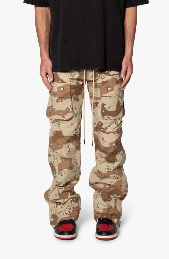 mnml Camouflage Side Snap Nylon Cargo Pants in Desert Camo Cover