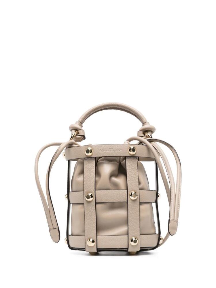 Ferragamo drawstring leather bucket bag - Neutrals Cover