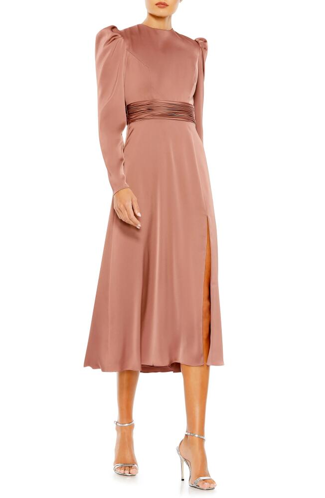 Mac Duggal Long Sleeve Satin Cocktail Dress in Mauve Cover