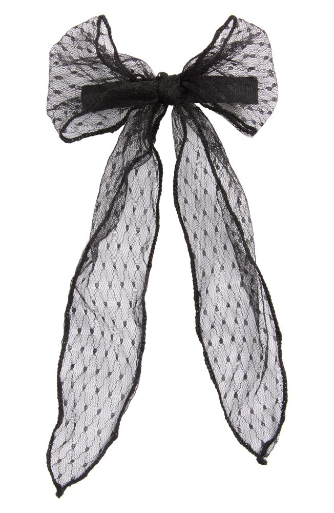 BP. Knotted Lace Bow Barrette in Black Mesh Dot Cover