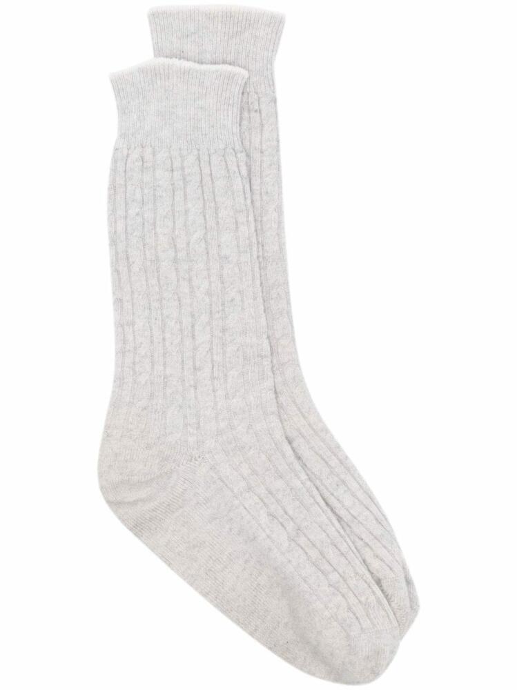 Eleventy cable-knit cashmere socks - Grey Cover