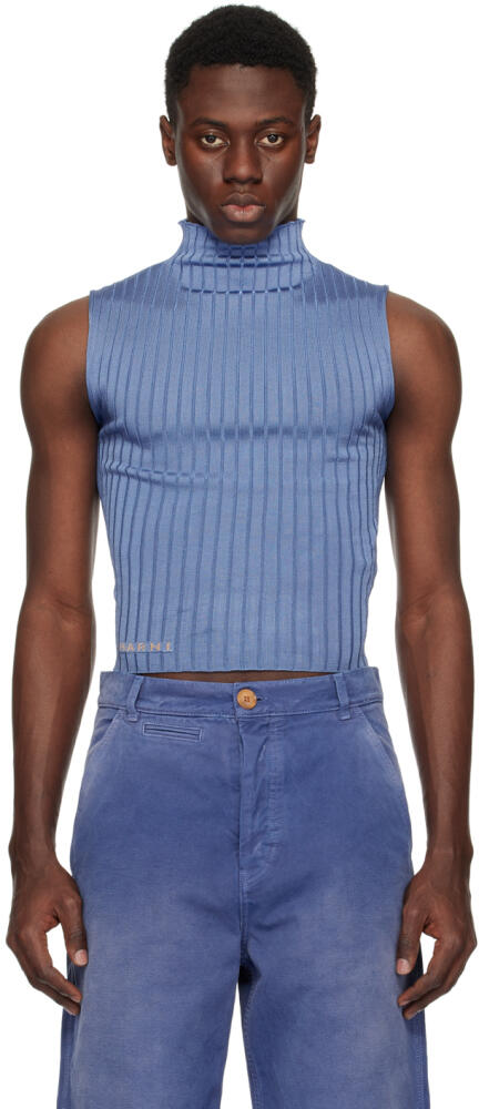 Marni Blue Mock Neck Tank Top Cover