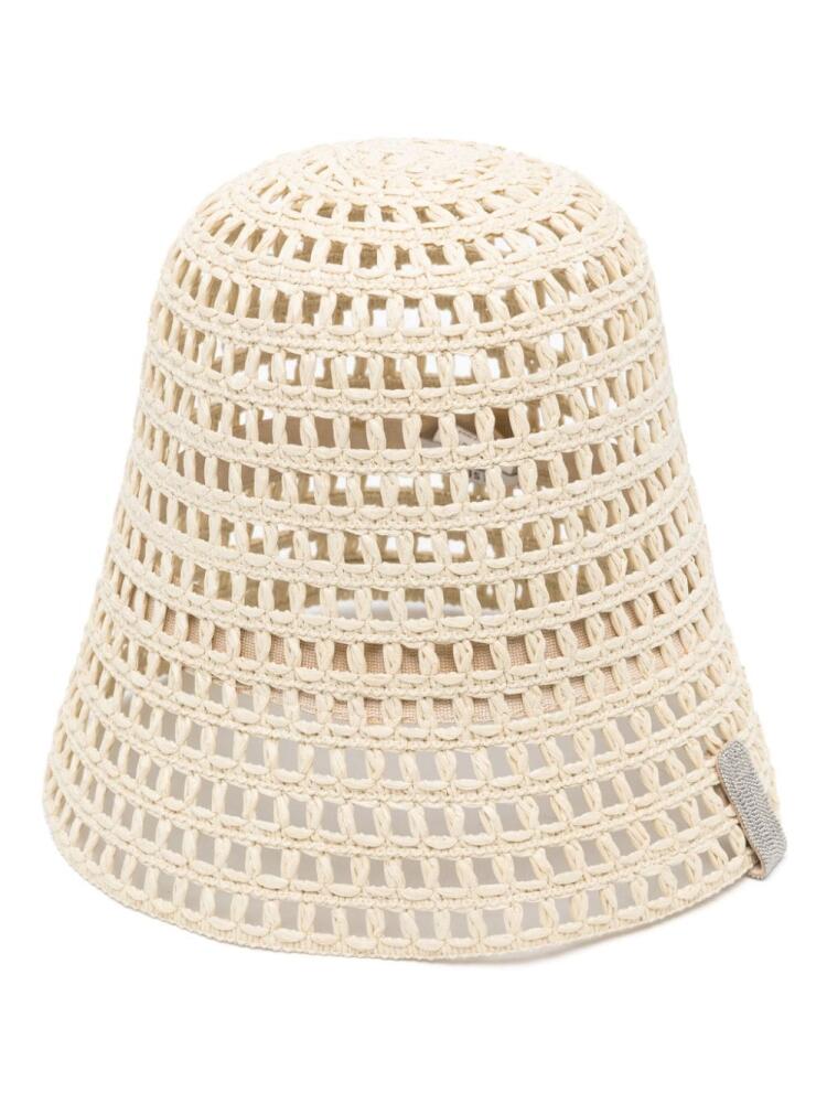 Peserico bead-embellishment interwoven hat - Neutrals Cover