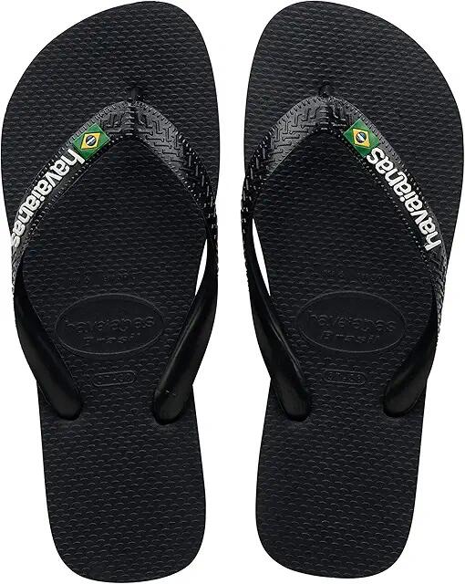 Havaianas Brazil Logo Flip Flop Sandal (Black/Black) Men's Sandals Cover