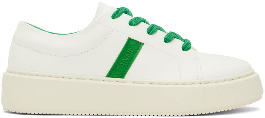 GANNI White & Green Sporty Mix Cupsole Sneakers Cover