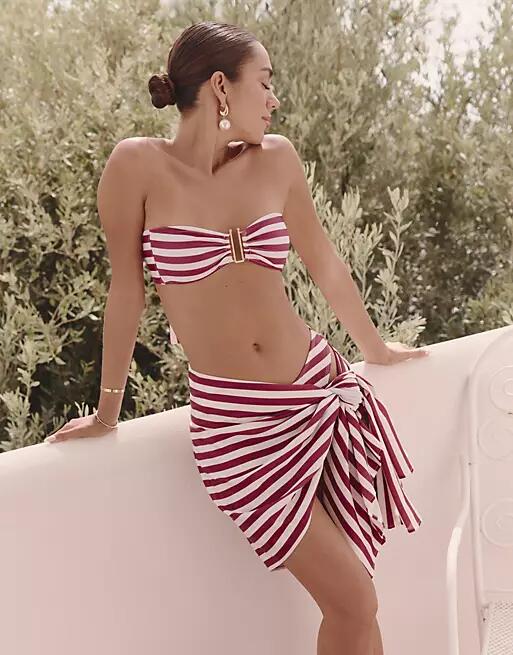 4th & Reckless x Luana Barron mala stripe mini beach sarong in cherry red Cover