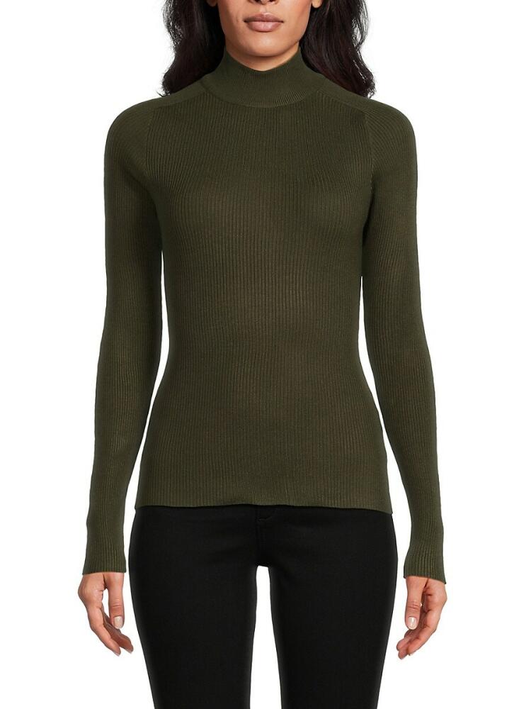 YAL New York Women's Ribbed Mockneck Sweater - Olive Cover