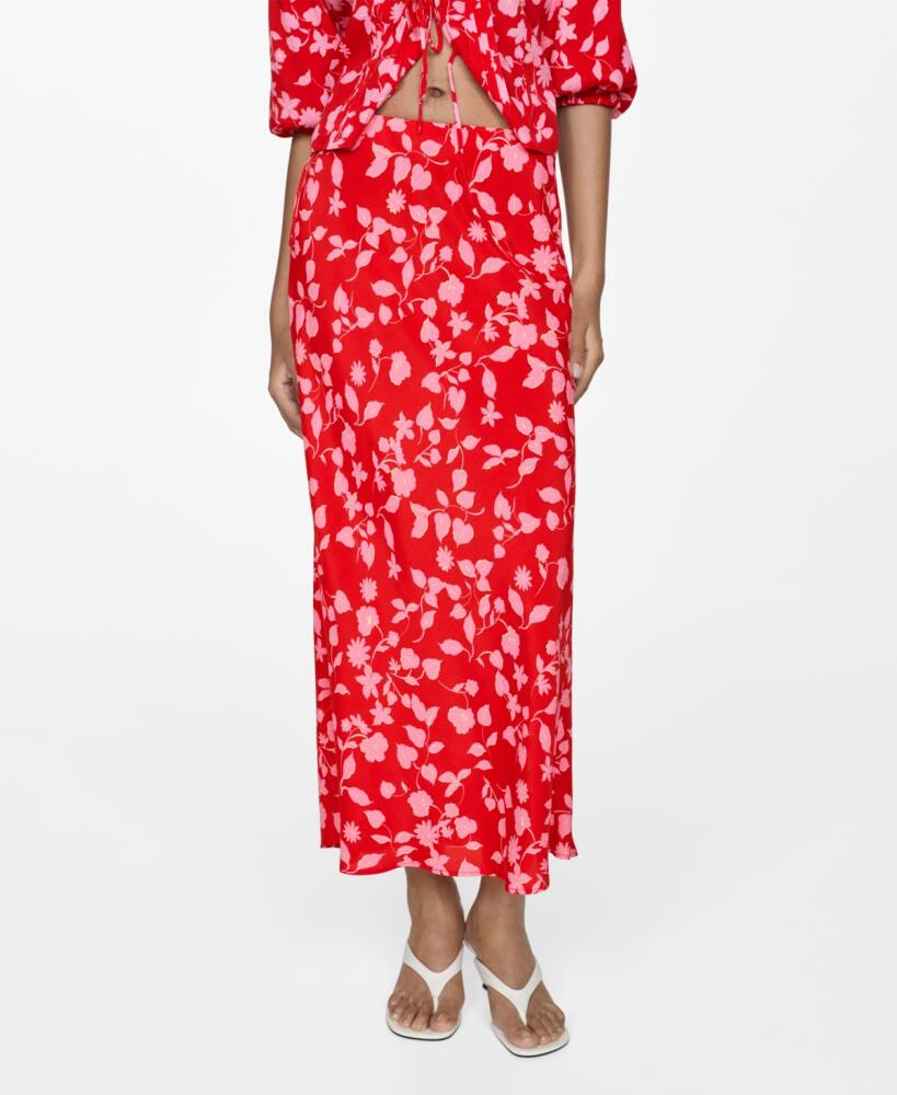 Mango Women's Printed Long Skirt - Red Cover