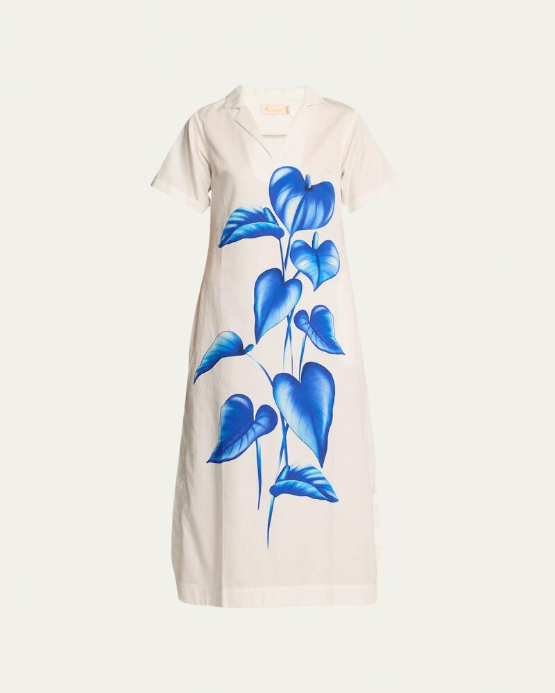 Verandah Peace Lily-Printed Shirtdress Cover