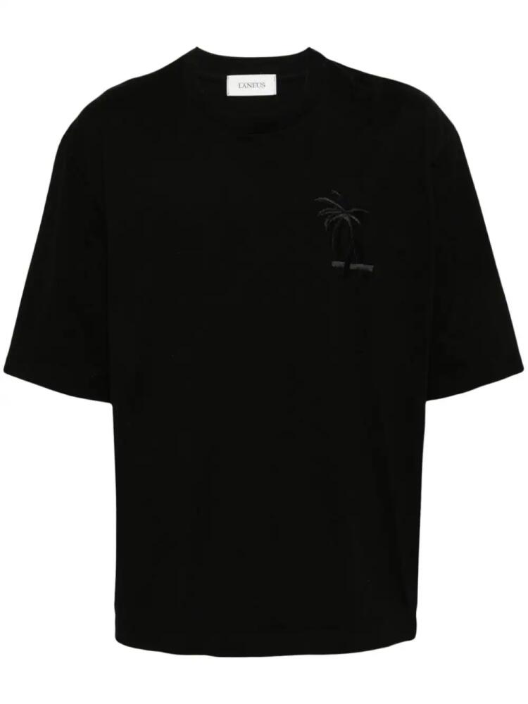 Laneus palm logo-embroidered cotton T-shirt - Black Cover