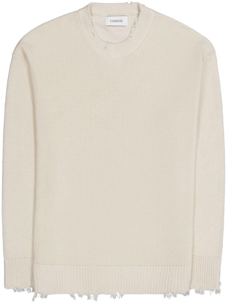 Laneus distressed cotton jumper - Neutrals Cover