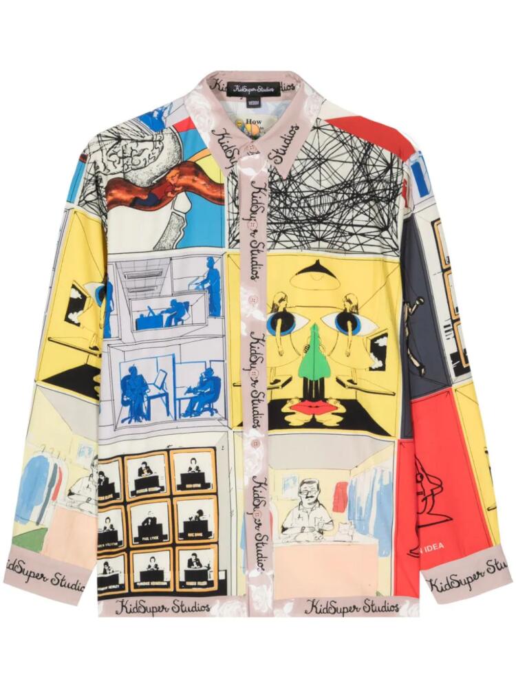 KidSuper graphic-print satin shirt - Yellow Cover