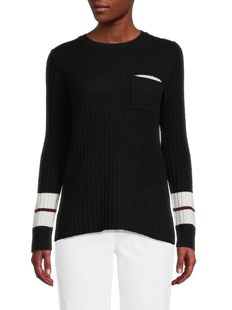 Amicale Women's Pocket Cashmere Sweater - Black Cover