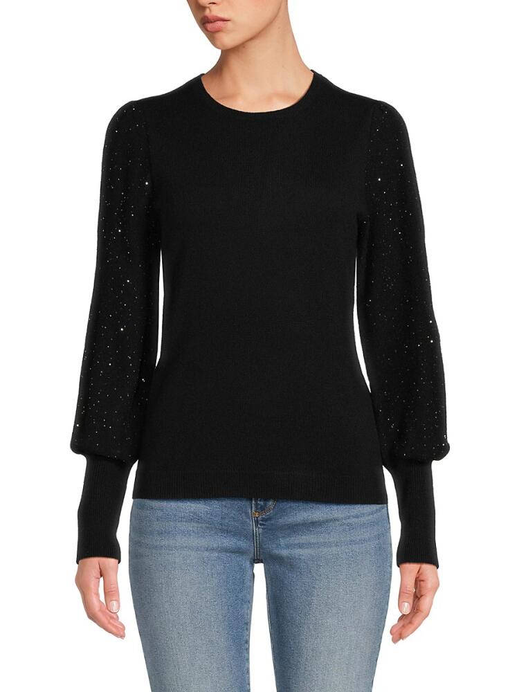 Sofia Cashmere Women's Bishop Sleeve Cashmere Blend Sweater - Black Cover