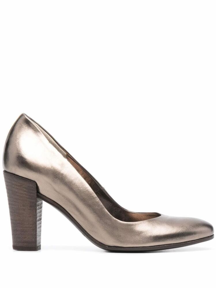 Del Carlo 85mm metallic-effect leather pumps - Gold Cover