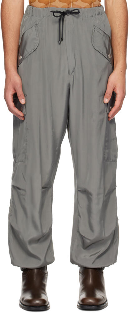 Dries Van Noten Gray Drawstring Cargo Pants Cover