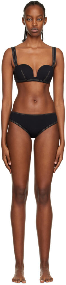 La Perla Black Contrast Stitch Bikini Bottom Cover