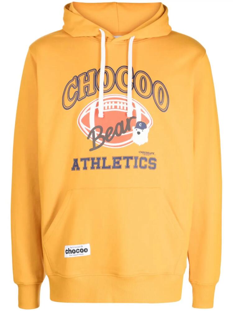 CHOCOOLATE bear-print cotton hoodie - Orange Cover