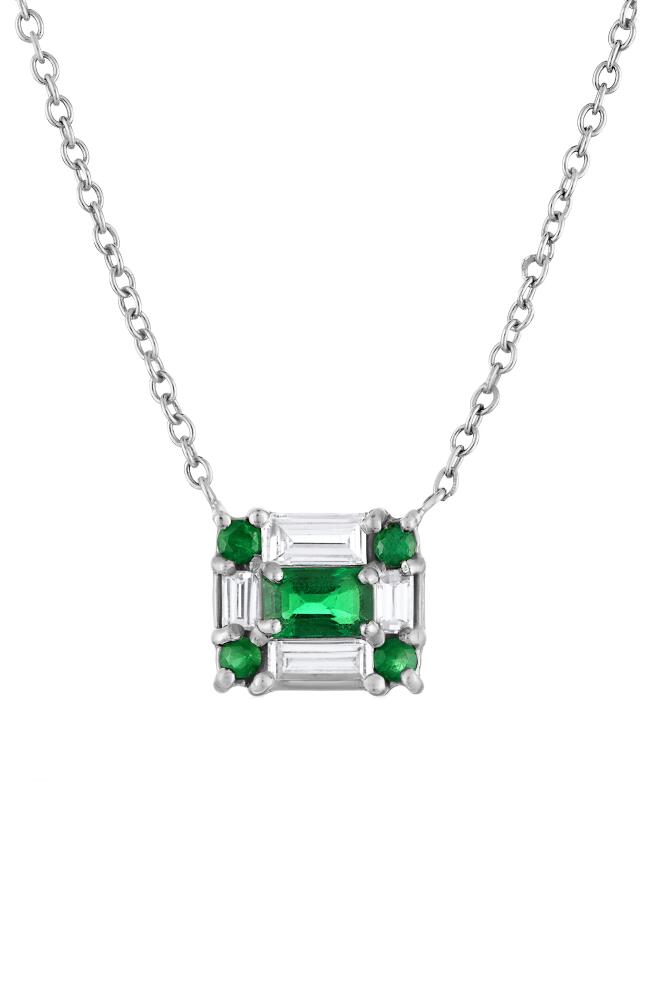 Mindi Mond Emerald & Diamond Cube Pendant Necklace in White Gold/Diamond/Emerald Cover