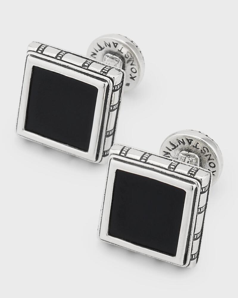 Konstantino Men's Sterling Silver and Black Onyx Square Cufflinks Cover