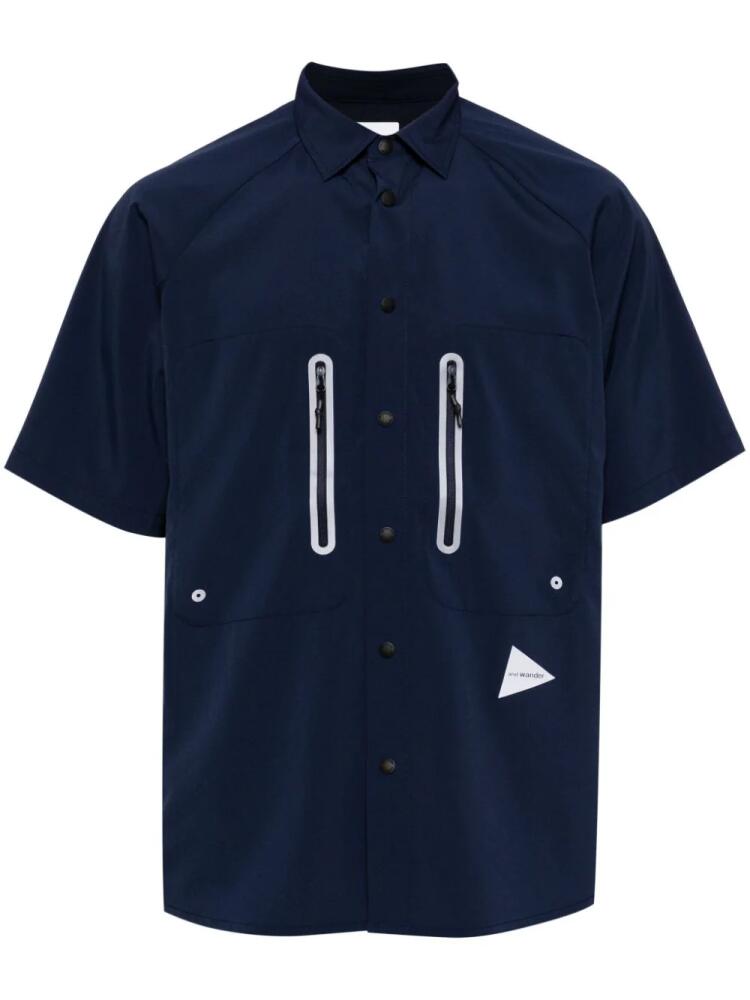 and Wander logo-print panelled shirt - Blue Cover