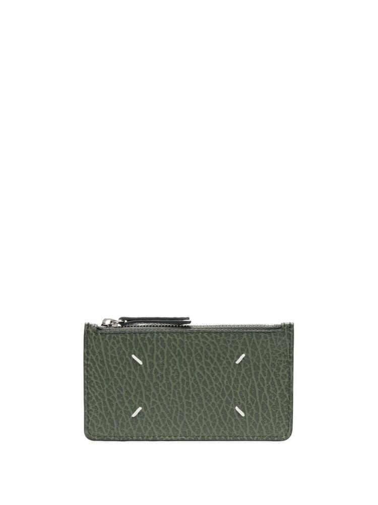 Maison Margiela four-stitch leather card holder - Green Cover