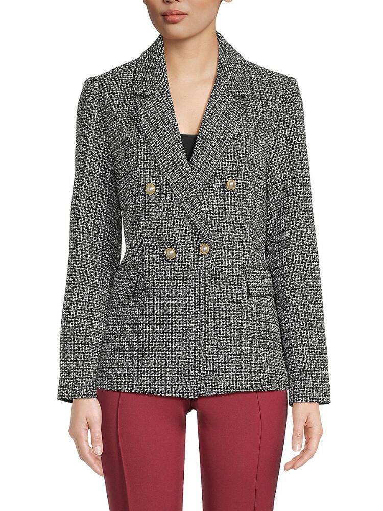 NANETTE nanette lepore Women's Double Breasted Notch Lapel Blazer - Very Black Cover