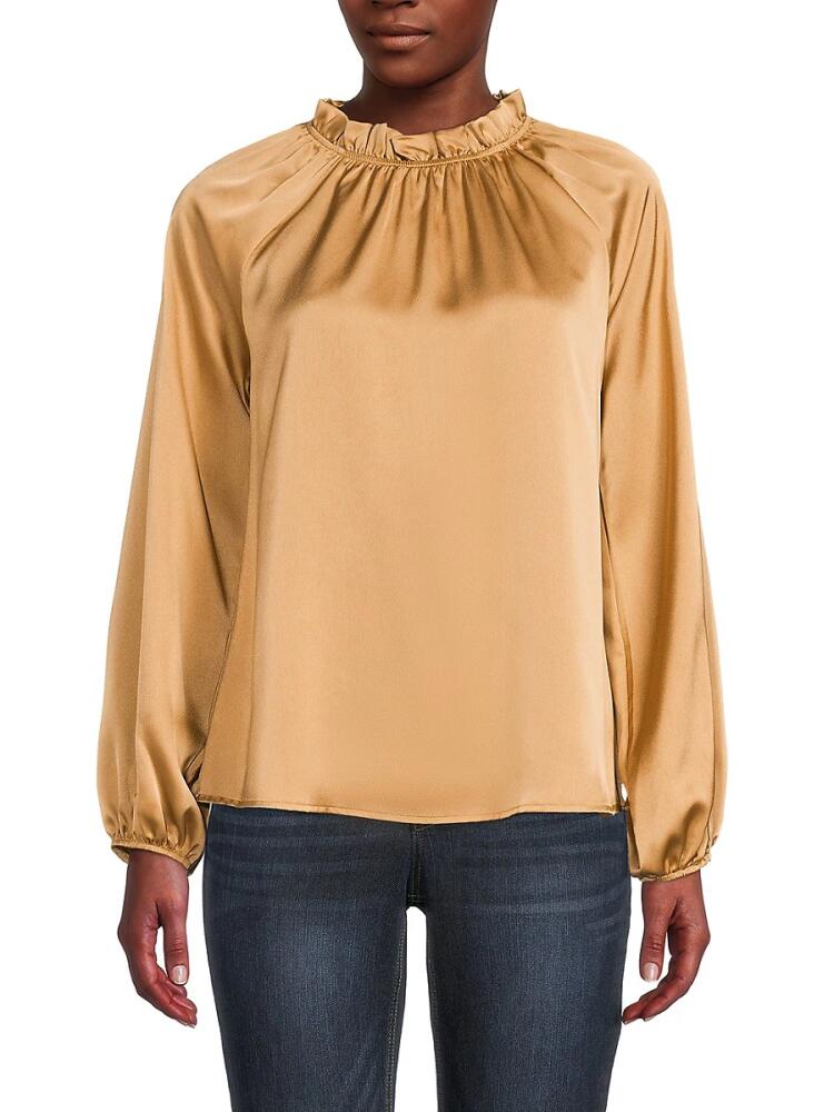 Renee C. Women's Blouson Sleeve Satin Top - Gold Cover