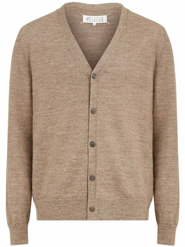 Maison Margiela elbow-patch fine-knit cardigan - Neutrals Cover