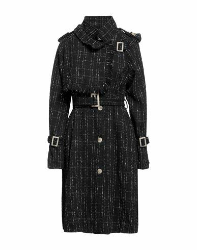 Vicolo Woman Coat Black Polyurethane, Polyester Cover