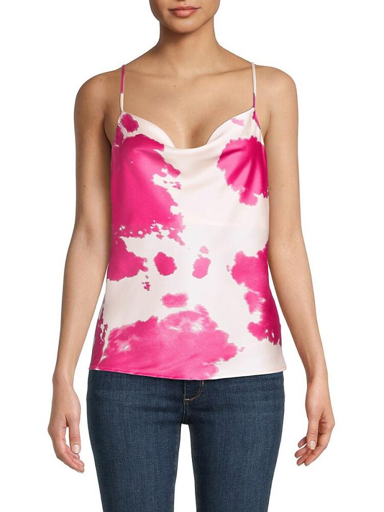 Renee C. Women's Tie Dye Satin Tank Top - Fuchsia Cover