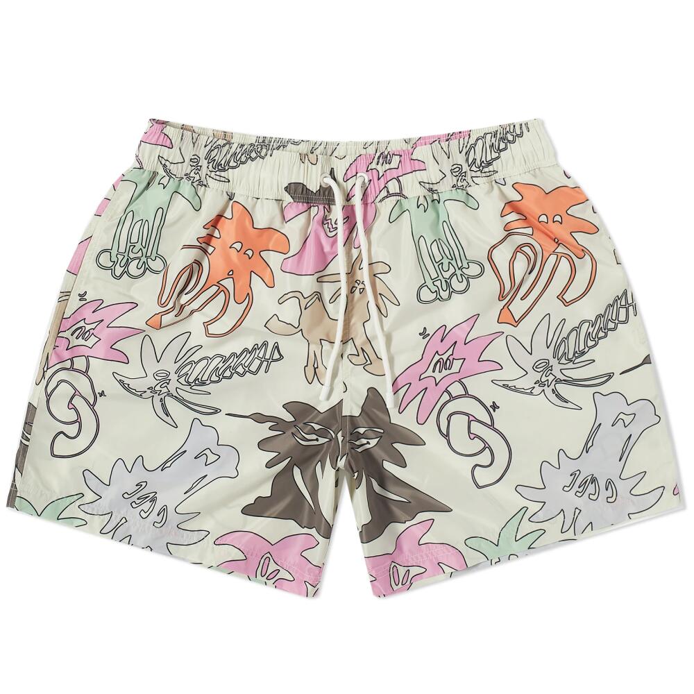 Palm Angels Men's All Over Print Swim Shorts in Butter Cover