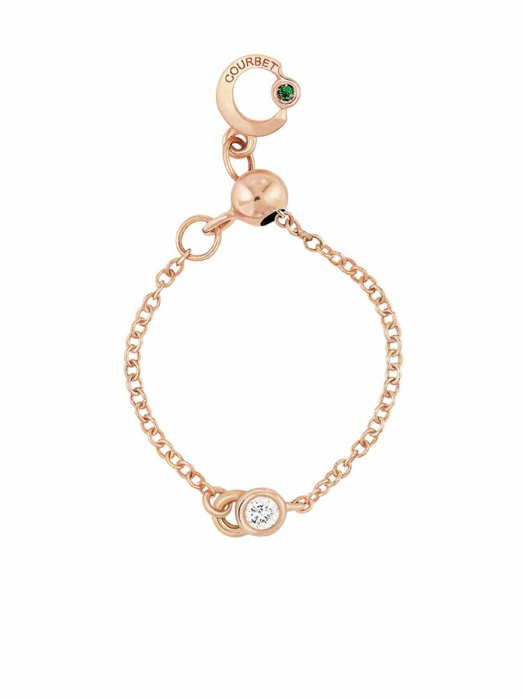 Courbet 18kt recycled rose gold laboratory-grown diamond CO adjustable chain ring - Pink Cover