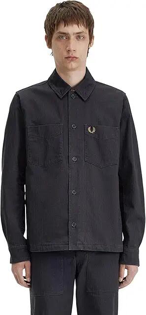 Fred Perry Herringbone Overshirt (Anchor Grey) Men's Jacket Cover