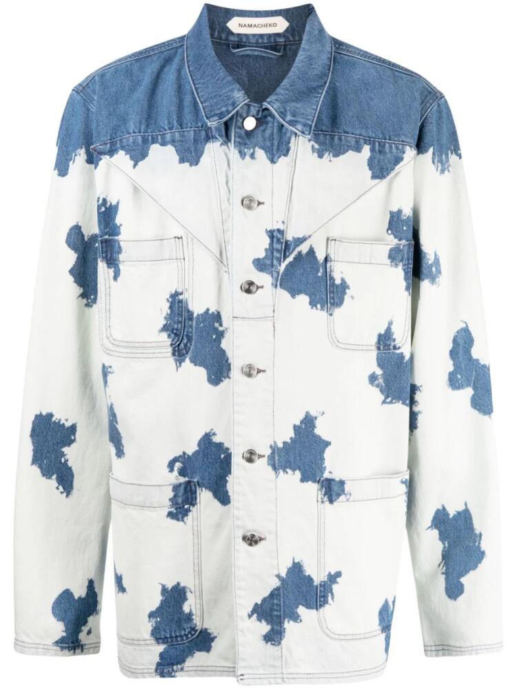 Namacheko bleach-effect button-up denim jacket - Blue Cover