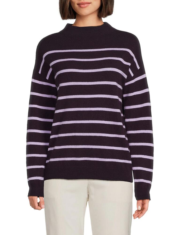 Amicale Women's Striped Cashmere Sweater - Purple Stripe Cover