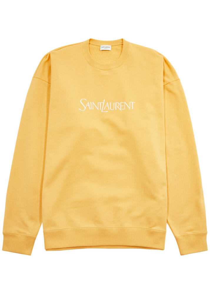 Saint Laurent Logo-embroidered Cotton Sweatshirt - Yellow Cover